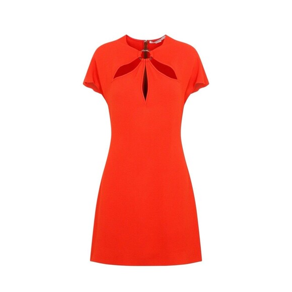Stella McCartney Keyhole Cut Out Detail Mini Dress In Tomato Red Sz 42/US 12